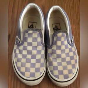 Vans Kids Checkered Slip-On Sneakers - Lavender and White